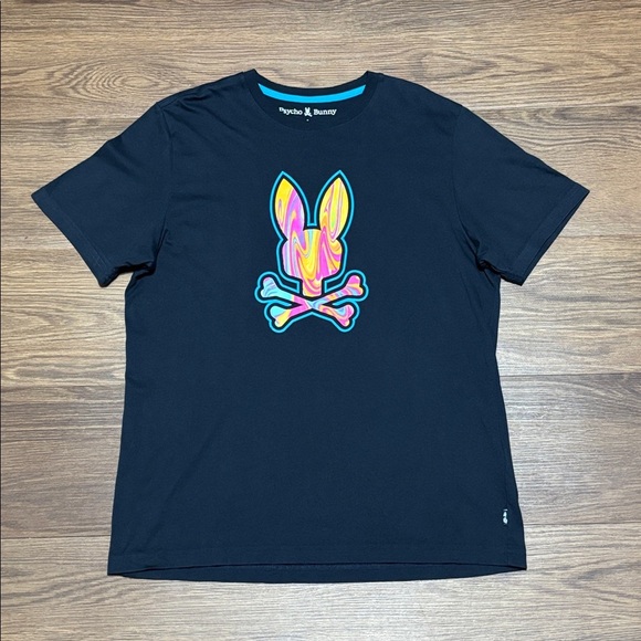 Psycho Bunny Black Tee with Vibrant Graphic - Picture 1 of 5